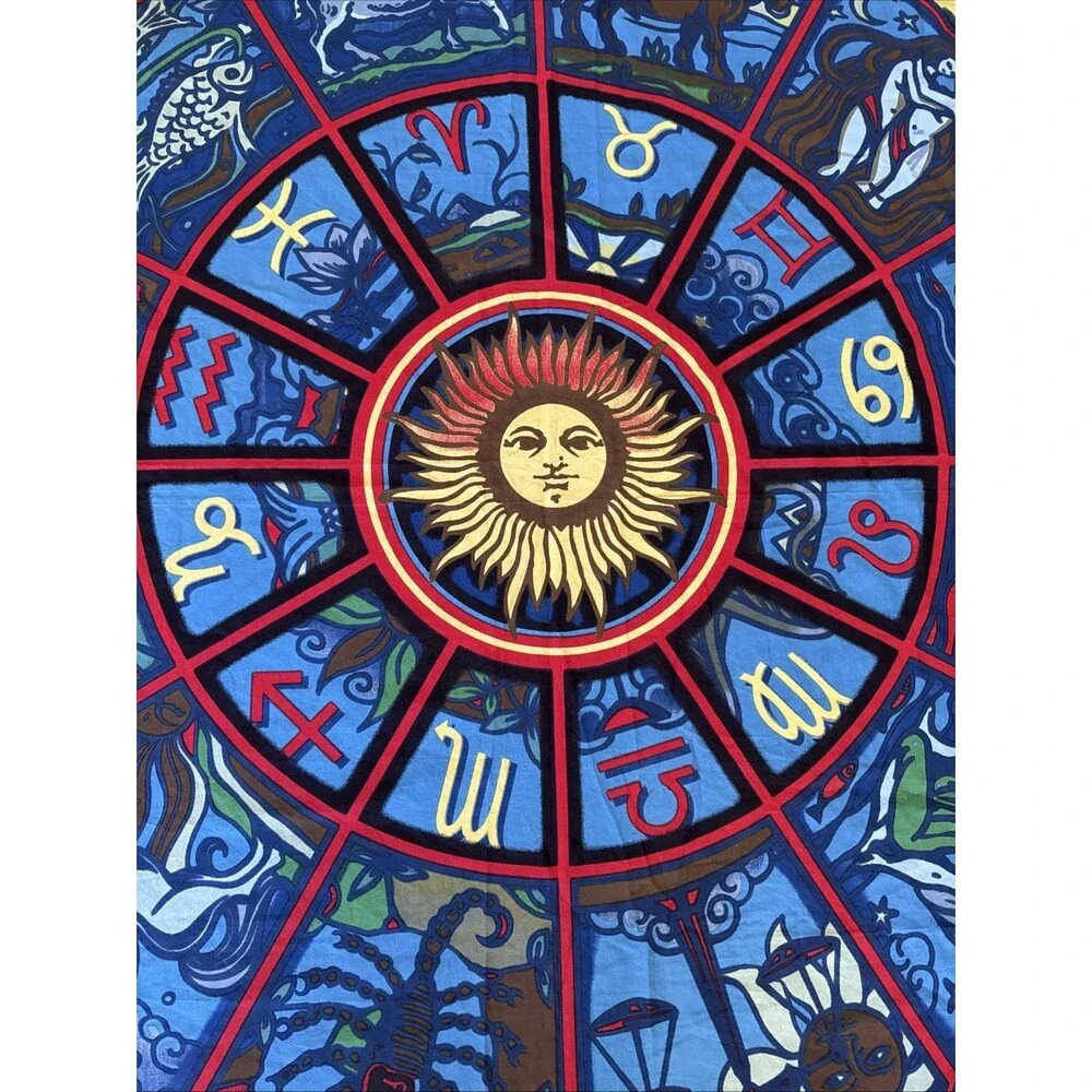 Zodiac Clockwork Tapestry Boho Tapestry Wall Hanging Sun Moon Decor` 60”x90”